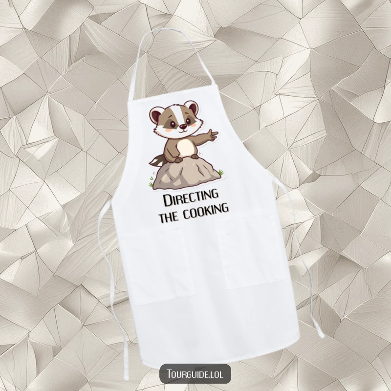 Funny Badger Leader Apron: A determined badger points the way, adding fun and direction to cooking.