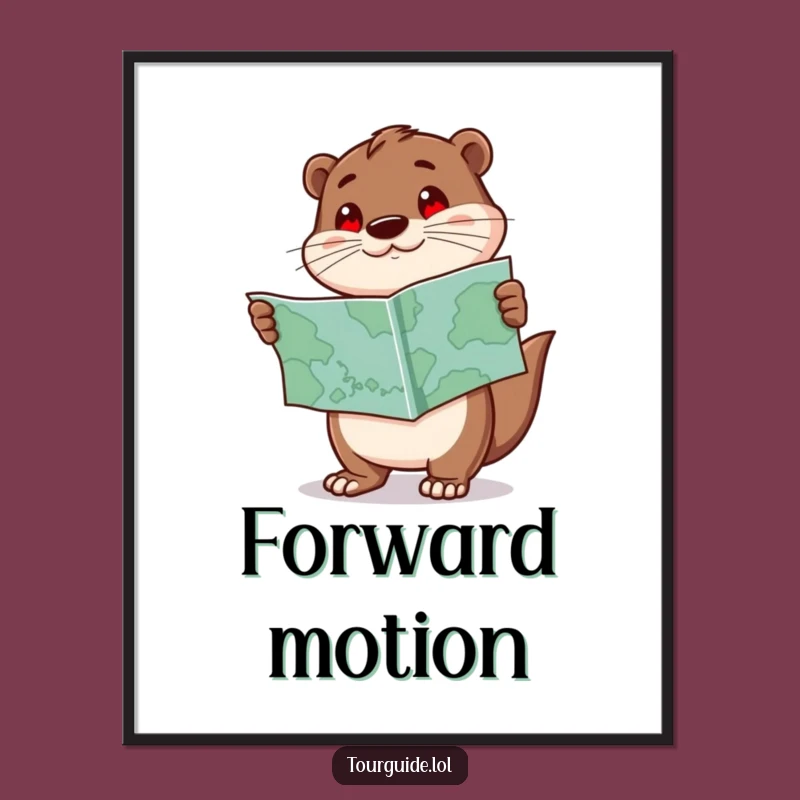 Funny Otter Digital Art: Adventure Guide Scene, Perfect Printable Gift