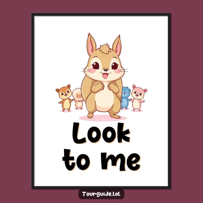 Funny Squirrel Leader Digital Art: Group Guidance Scene, Perfect Printable Gift