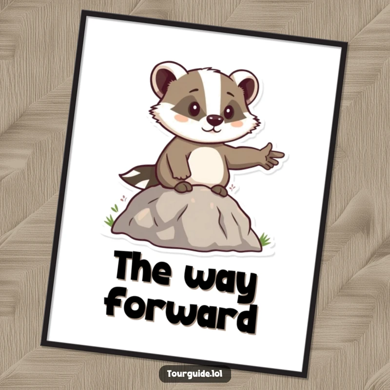 Funny Badger Leader Digital Art: A determined badger character points the way, symbolizing strong leadership.