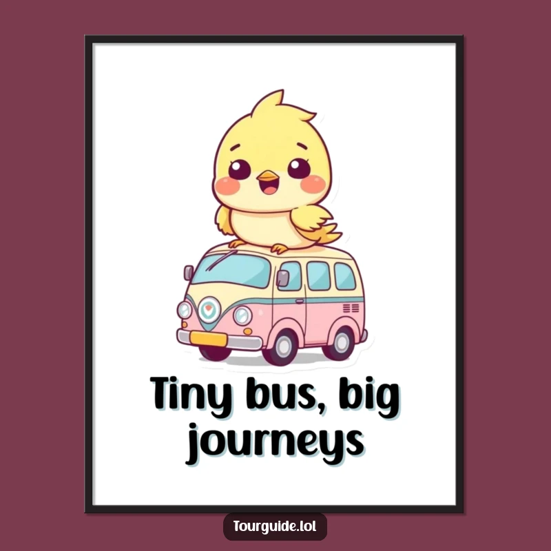 Funny Bird Bus Cub Digital Art: Adorable Perched Cub Print