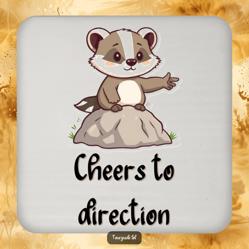 Funny Badger Leader Coaster: A determined badger points the way, a humorous touch for your drinks.