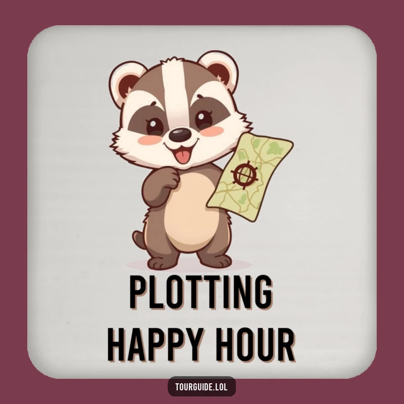 Funny Badger Cub Coaster: Navigate Spills with Hilarious Map Art