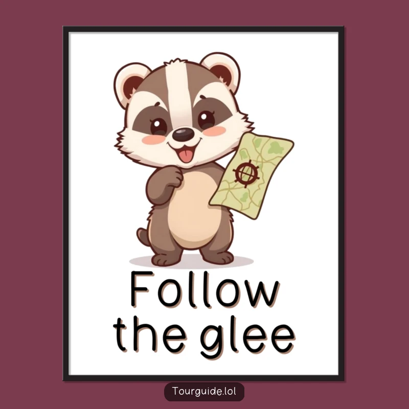 Funny Badger Cub Poster: Glee-filled Map Art, a Hilarious Gift for Adventurers