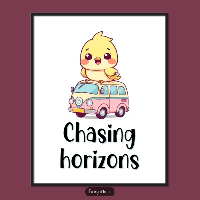 Funny Bird Bus Cub Poster: Adorable Perched Cub Art for Walls