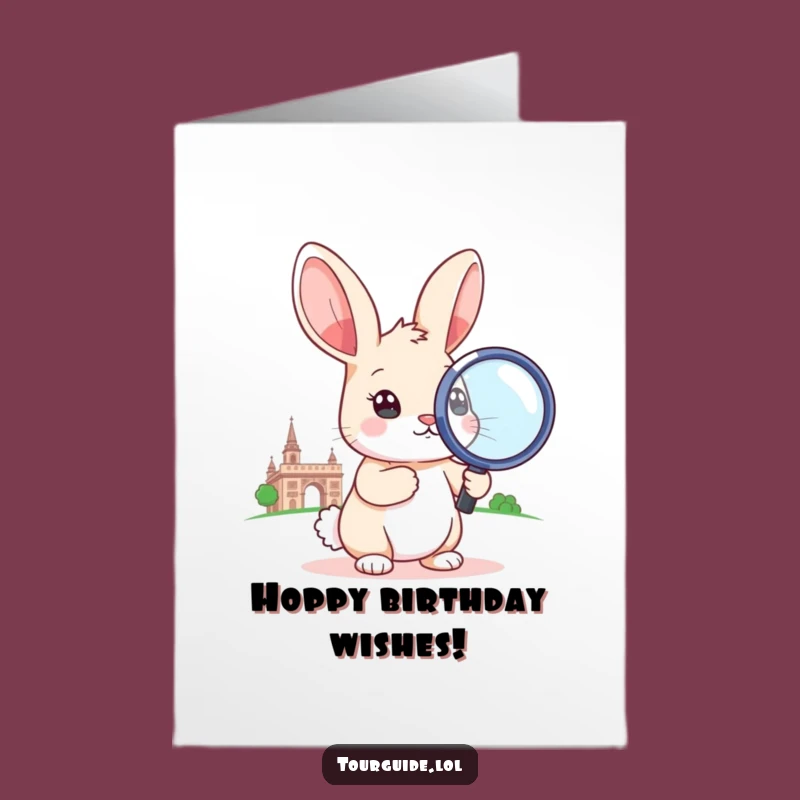 Free Printable Birthday Card: Curious Rabbit Magnifying Fun for a Great Year