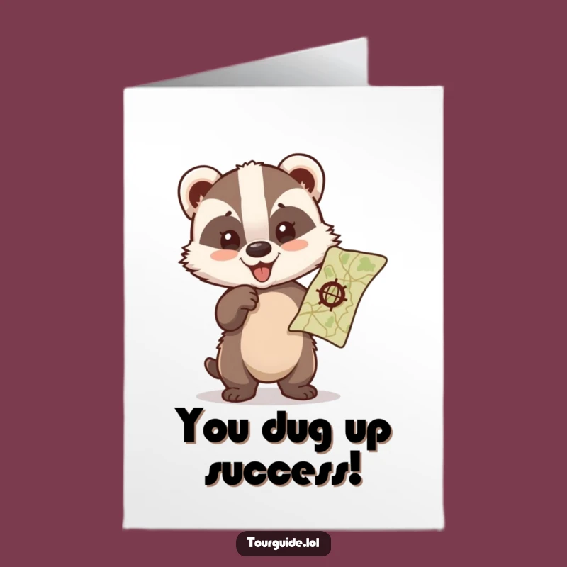 Free Printable Congrats Card: Joyful Badger Cub Map for Your New Journey