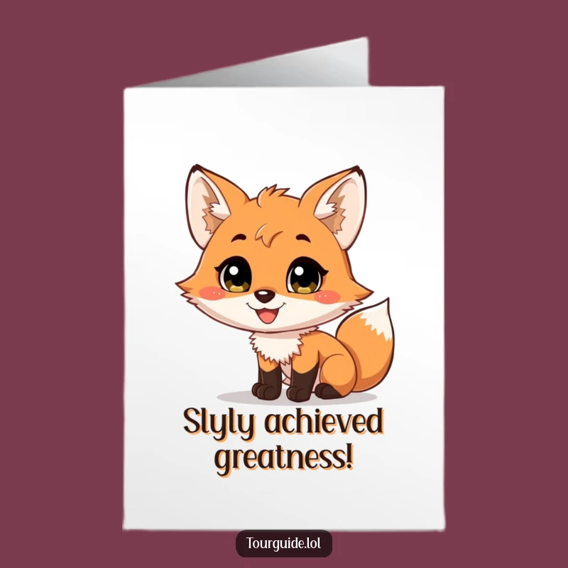 Free Printable Congrats Card: Smiling Fox Cub Narrating Your Success