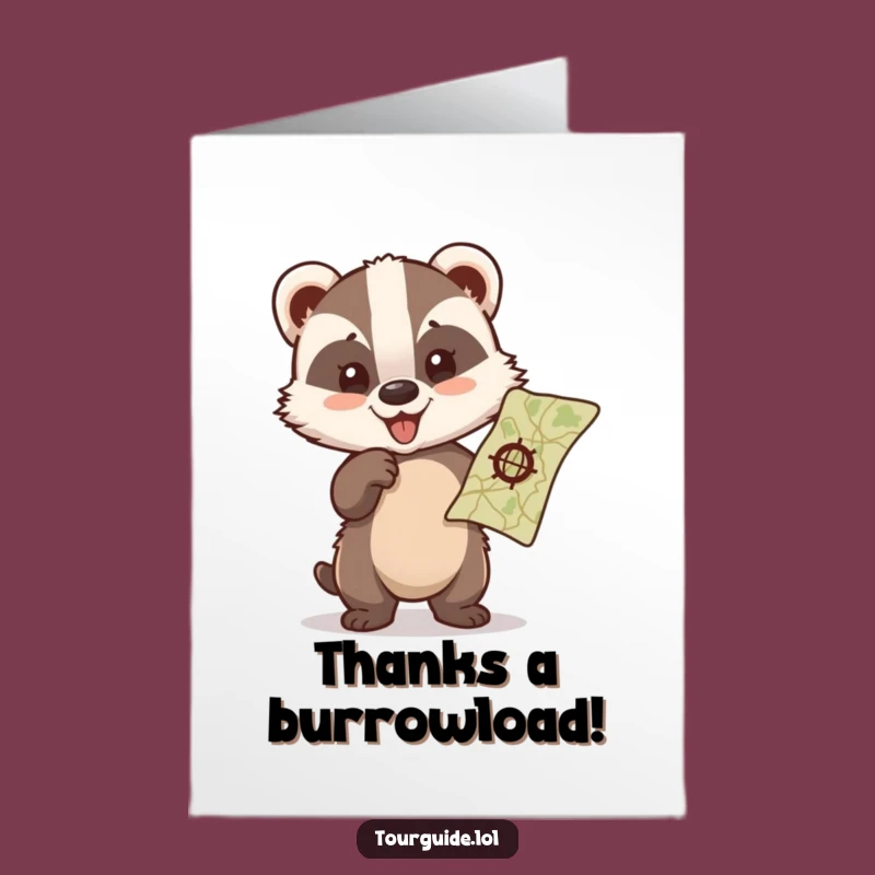 Free Printable Thank You Card: Grateful Badger Cub Map for Your Guidance