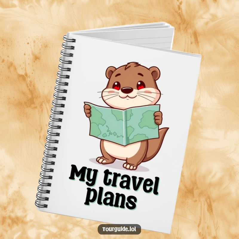 Funny Otter Notebook: An enthusiastic otter character holds a map and points forward, perfect for planning adventures.