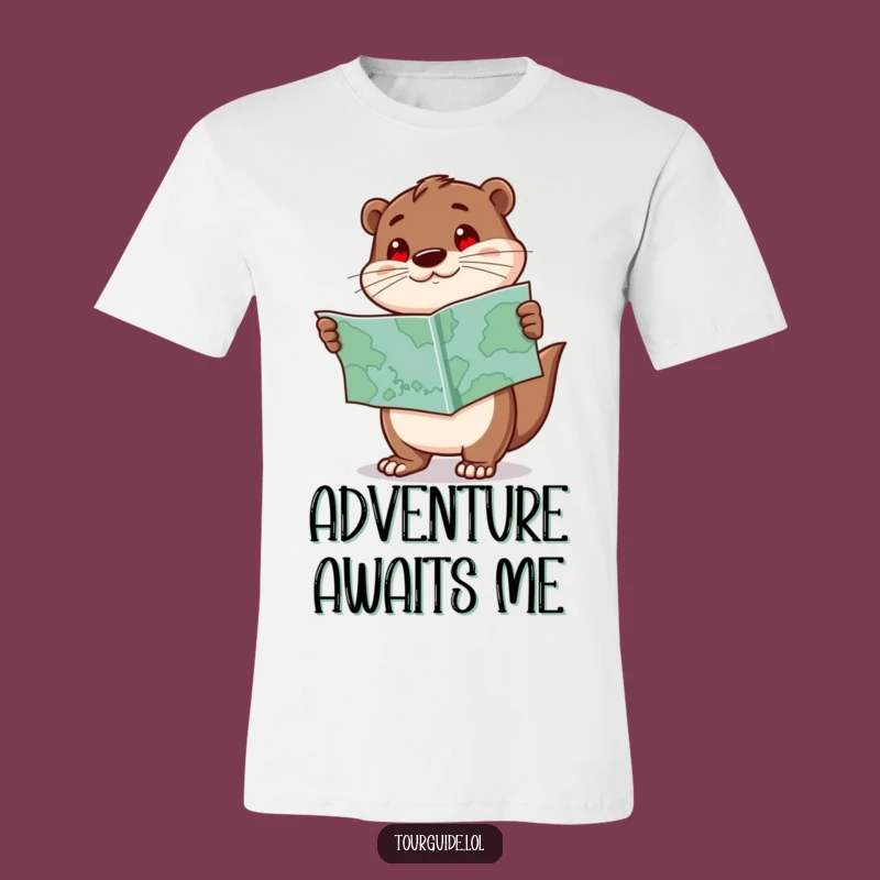 Funny Otter T-Shirt: Adventurous Map Guide, Hilarious Explorer Tee